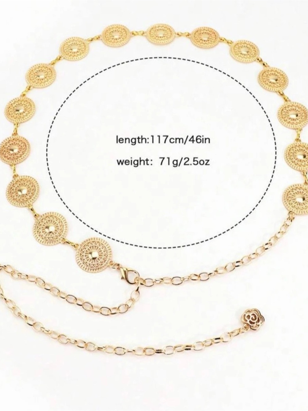 Boho Gold Coin Medallion Waist Chain Belt - Picture 3 of 6